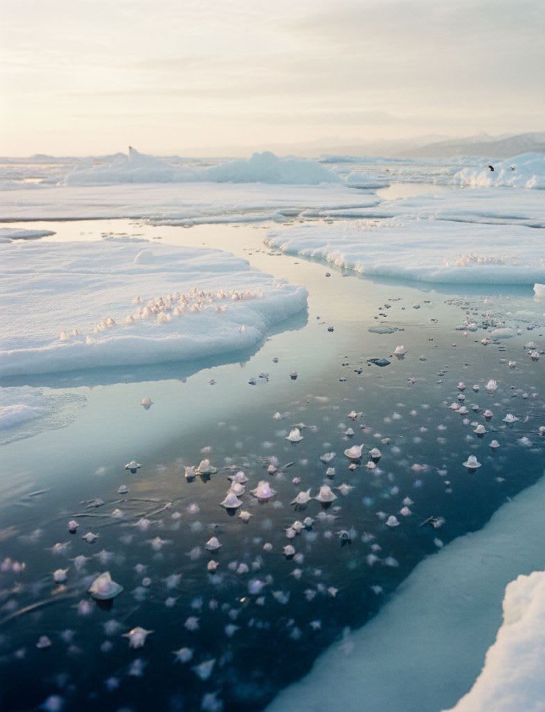 Clione on Okhotsk Drift Ice: Translucent Angels Under Blue Ice