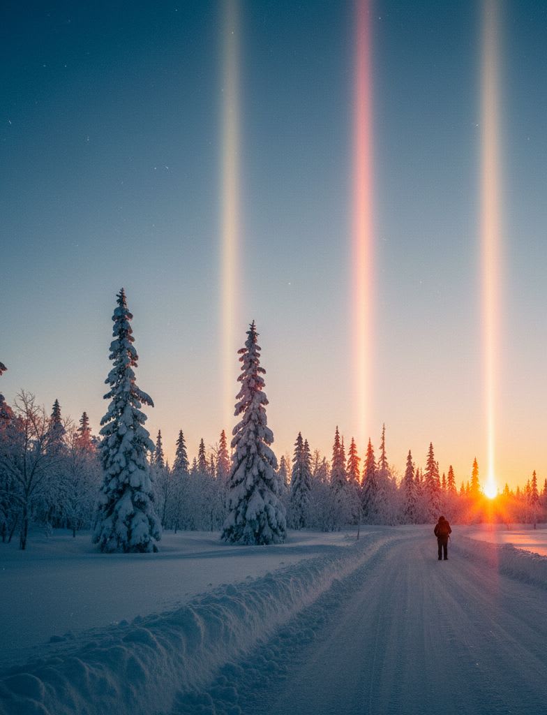 Hokkaido Sun Pillars: Vertical Shafts of Light in Japan's Winter Sky
