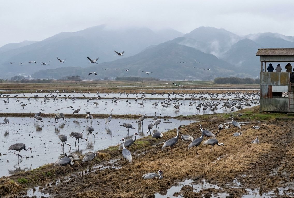 Izumi Crane Wintering Grounds: 10,000 Cranes Turn Rural Kyushu Into a Living Ballet