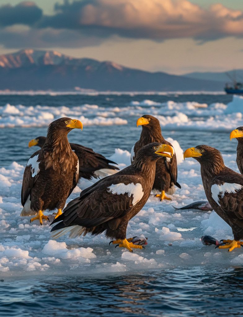 Steller's Sea Eagles in Rausu: The World's Heaviest Eagles at Arm's Length